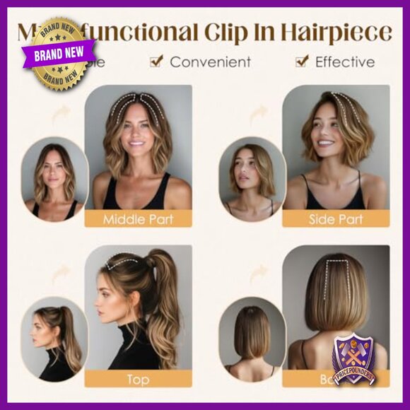 Human Hair Clip-In Extensions, 4 Pieces, Straight, Adds Volume main image 7